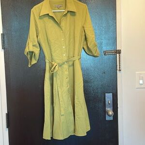 Sharagano Women's Button Front Pleated Shirt Casual Dress